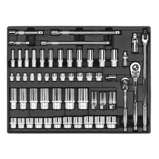 Premier TBT31 Premier Socket Set with Tool Tray 3/8" & 1/2"Sq Drive 55pc