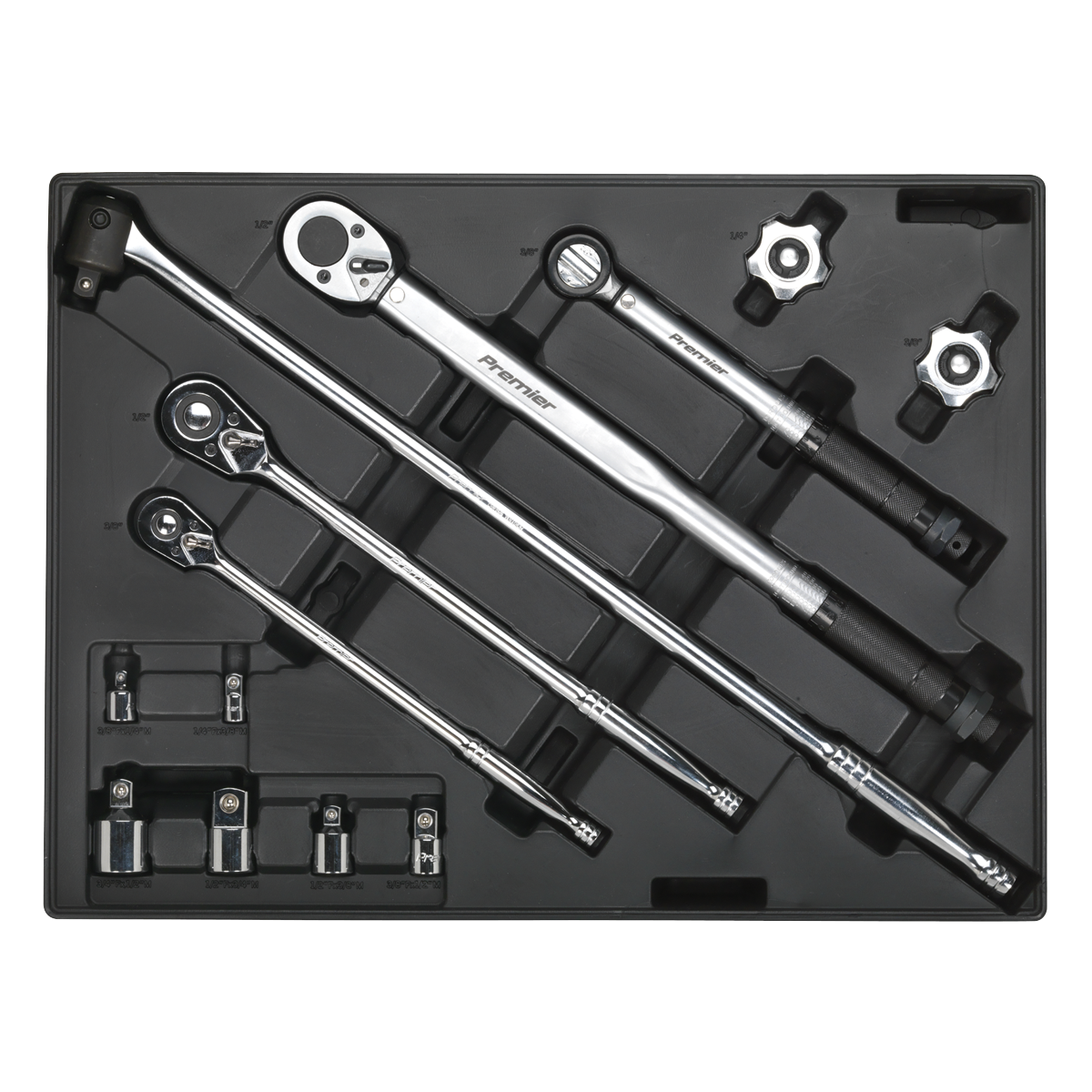 Premier TBT32 Premier Ratchet, Torque Wrench, Breaker Bar & Socket Adaptor Set with Tool Tray 13pc