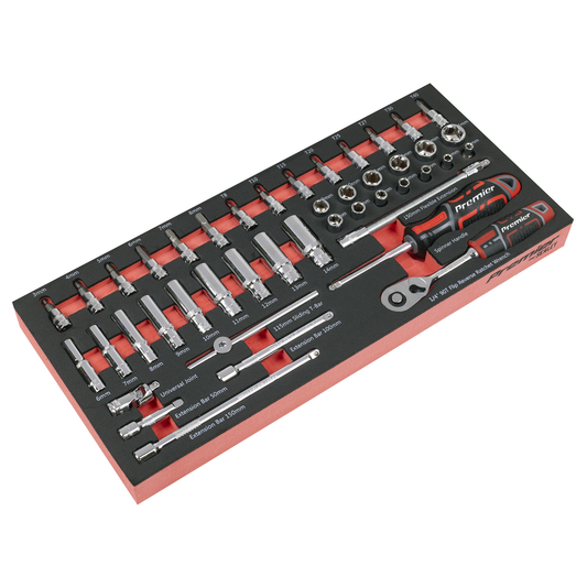 Premier TBT40 Premier Socket Set with Tool Tray 1/4"Sq Drive 44pc