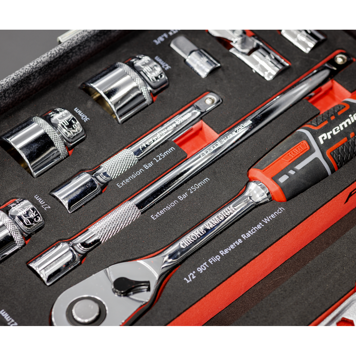 Premier TBT42 Premier Socket Set with Tool Tray 1/2"Sq Drive 22pc