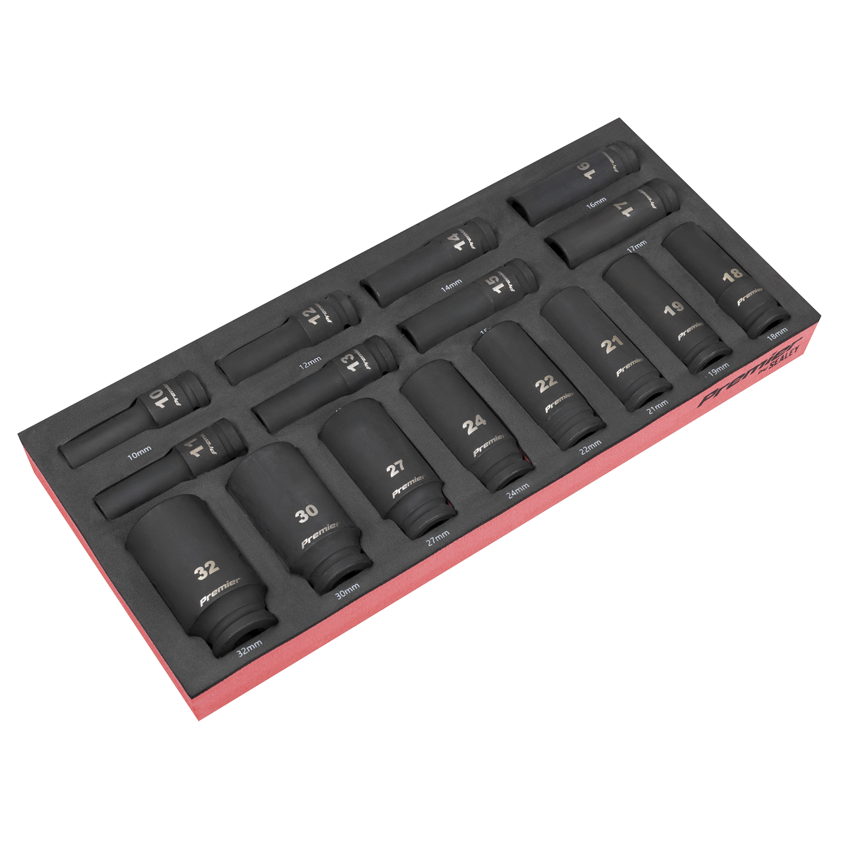 Premier TBT47 Premier Deep Impact Socket Set with Tool Tray 1/2"Sq Drive 16pc