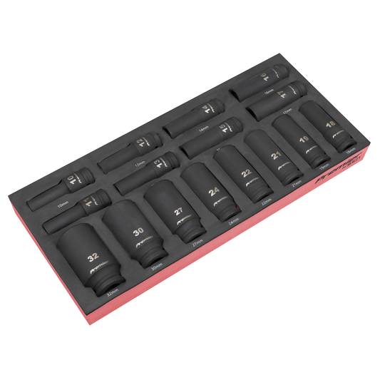 Premier TBT47 Premier Deep Impact Socket Set with Tool Tray 1/2"Sq Drive 16pc