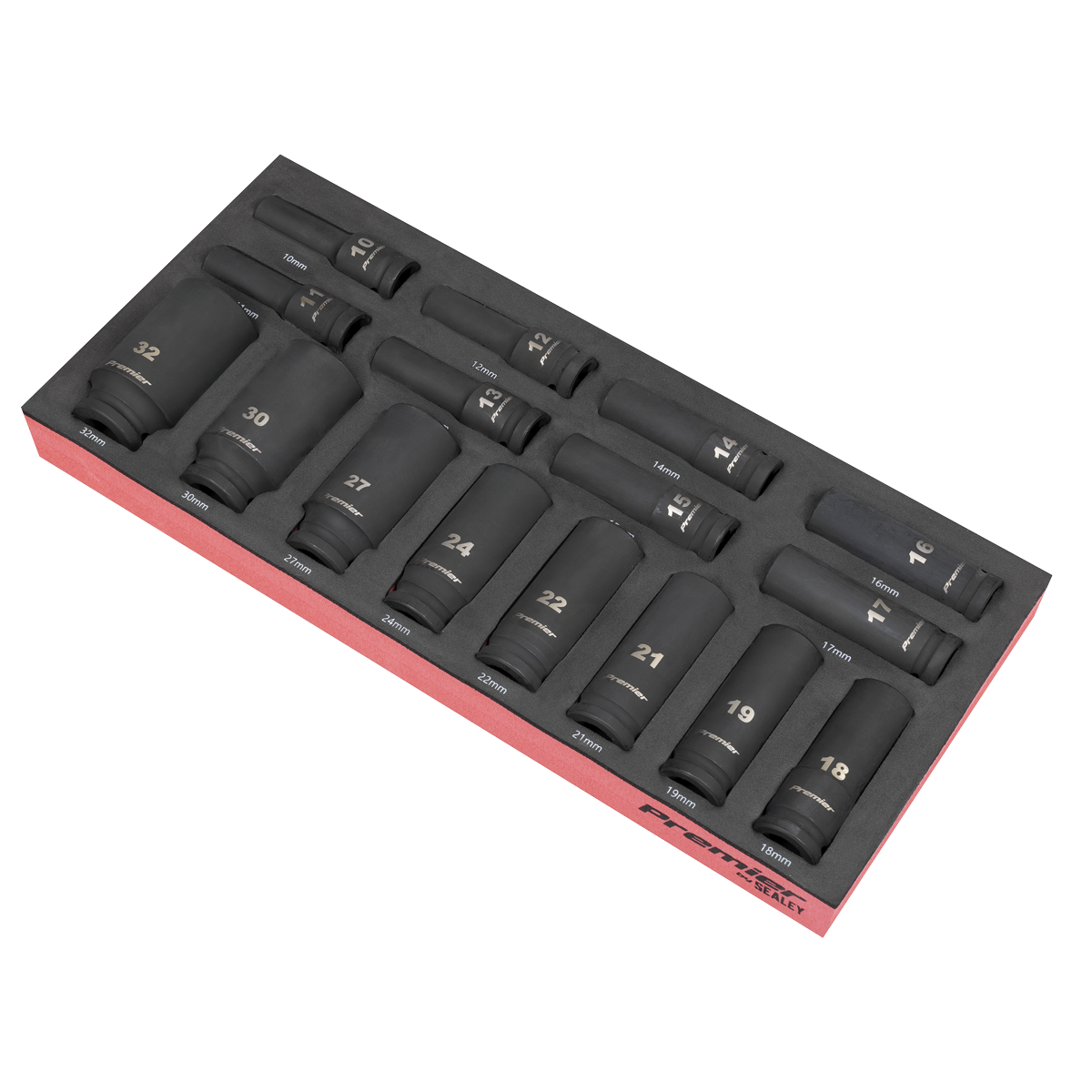 Premier TBT47 Premier Deep Impact Socket Set with Tool Tray 1/2"Sq Drive 16pc