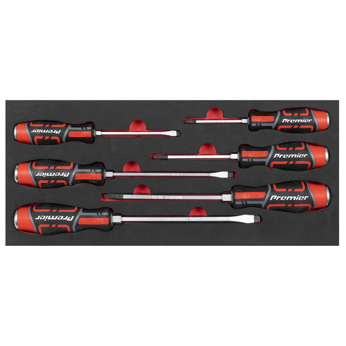 Premier TBT54 Premier Hammer-Thru Screwdriver Set with Tool Tray 6pc