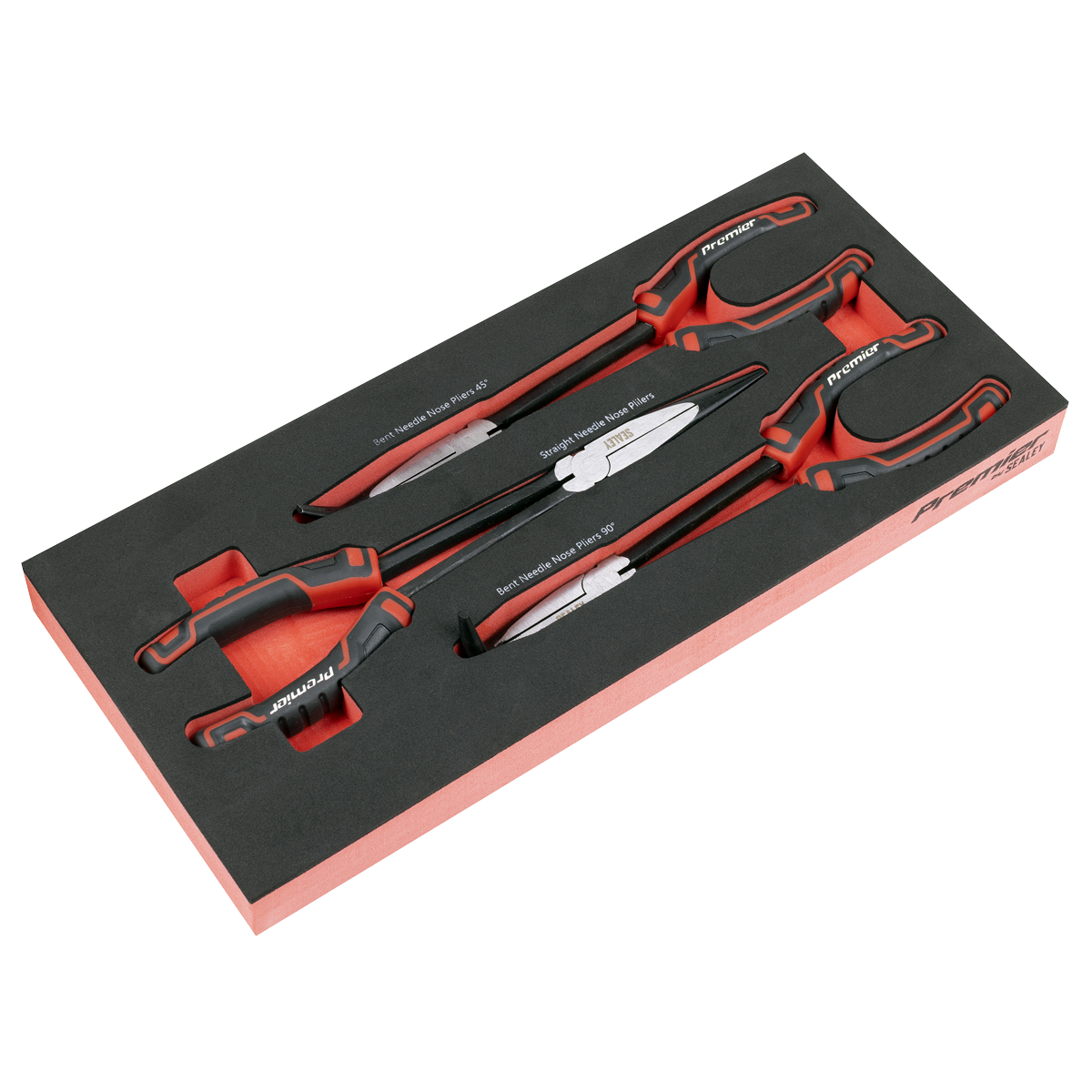 Premier TBT58 Premier Long Needle Nose Pliers Set with Tool Tray 3pc