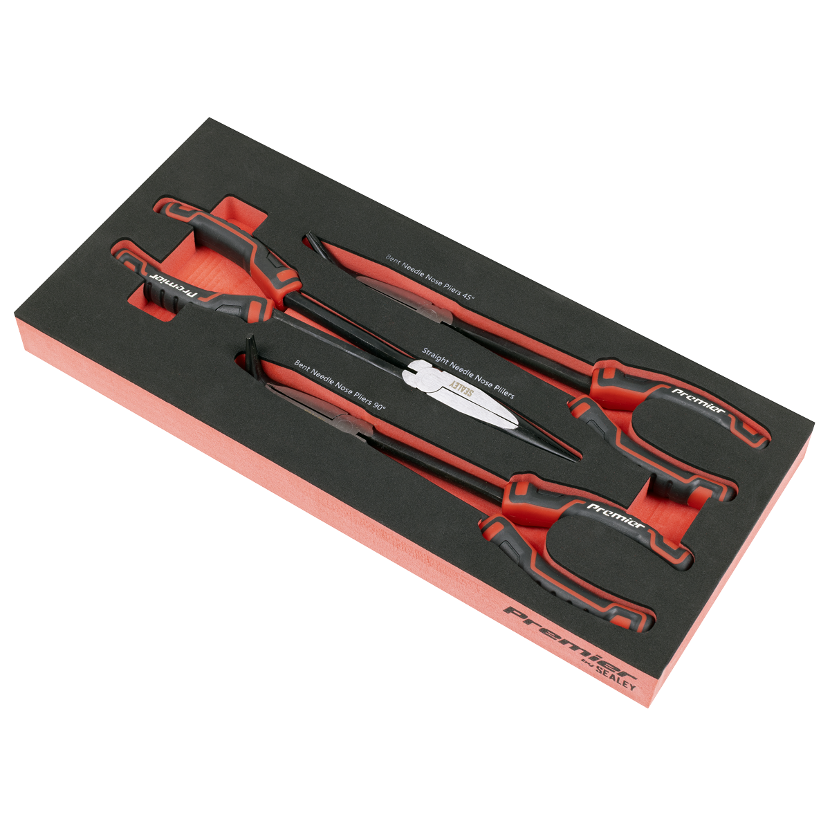 Premier TBT58 Premier Long Needle Nose Pliers Set with Tool Tray 3pc