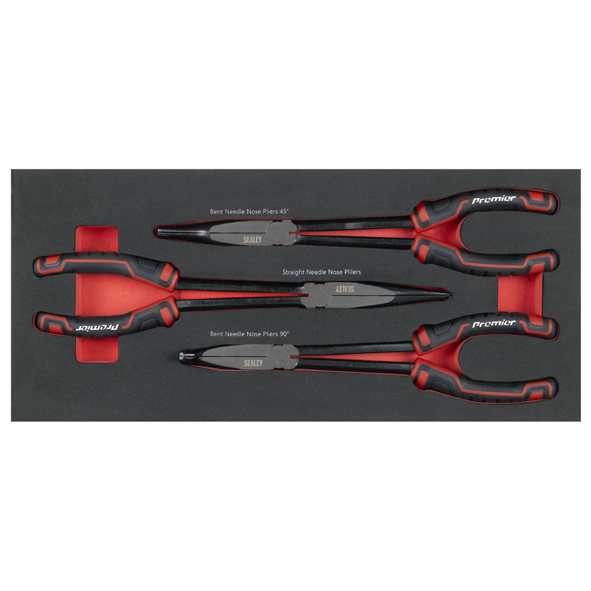 Premier TBT58 Premier Long Needle Nose Pliers Set with Tool Tray 3pc