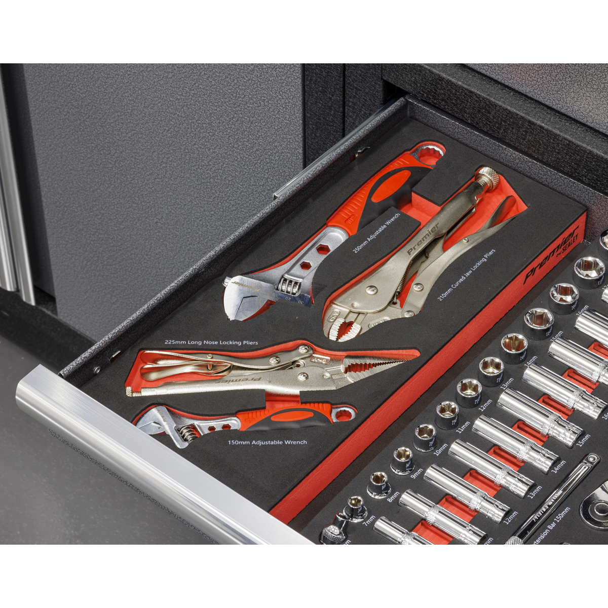 Premier TBT59 Premier Locking Pliers & Adjustable Wrench Set with Tool Tray 4pc