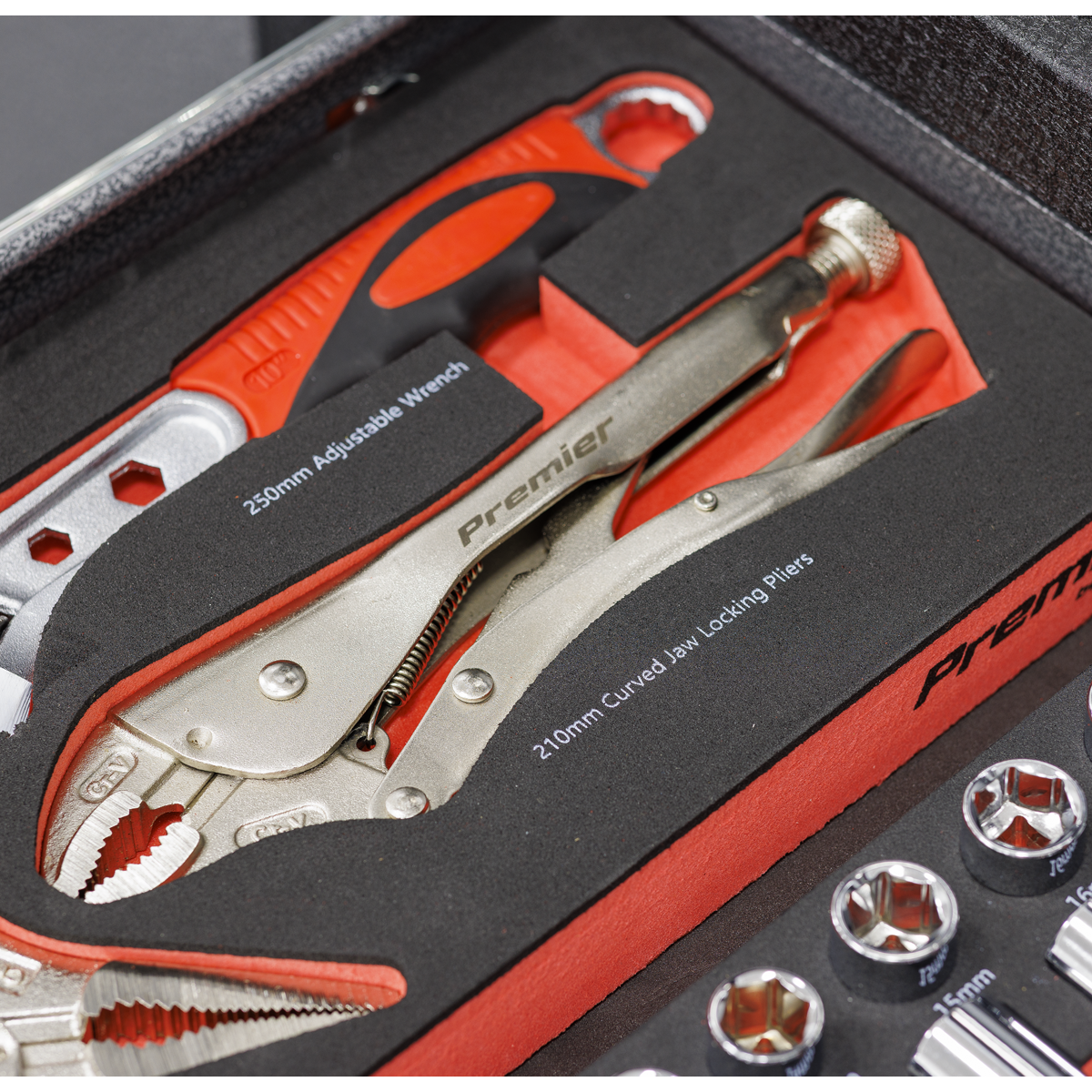 Premier TBT59 Premier Locking Pliers & Adjustable Wrench Set with Tool Tray 4pc