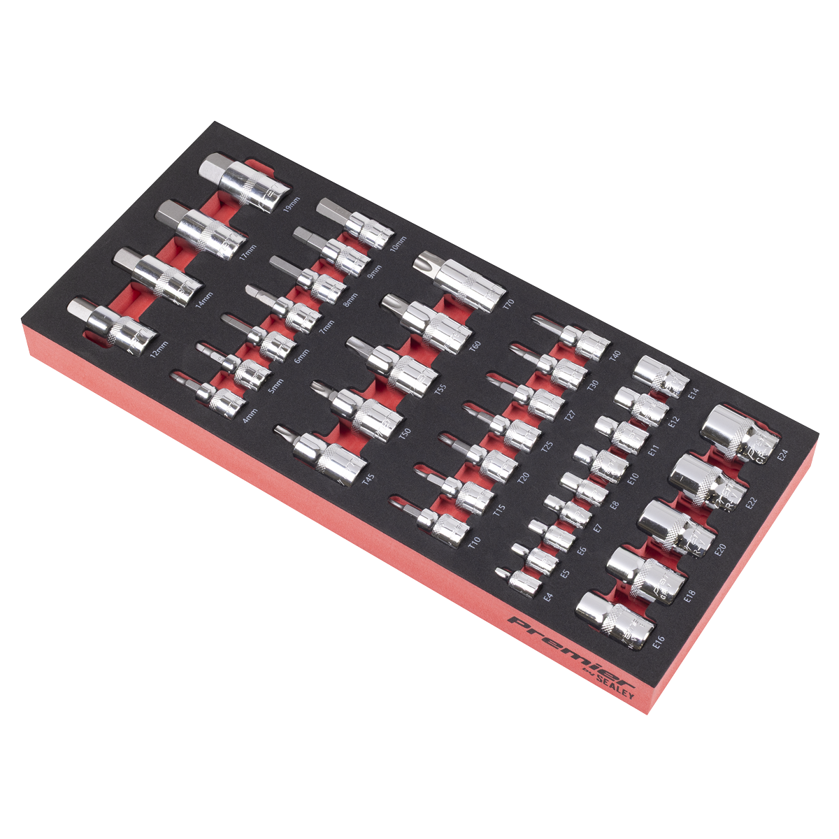 Premier TBT61 Premier Socket Bit Set with Tool Tray 37pc