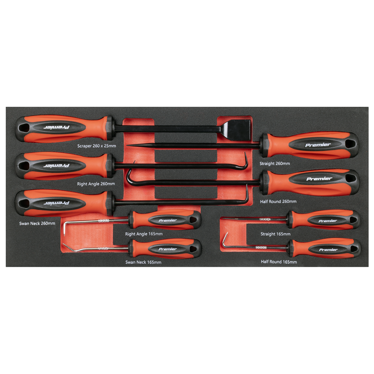 Premier TBT65 Premier Scraper & Hook Set with Tool Tray 9pc