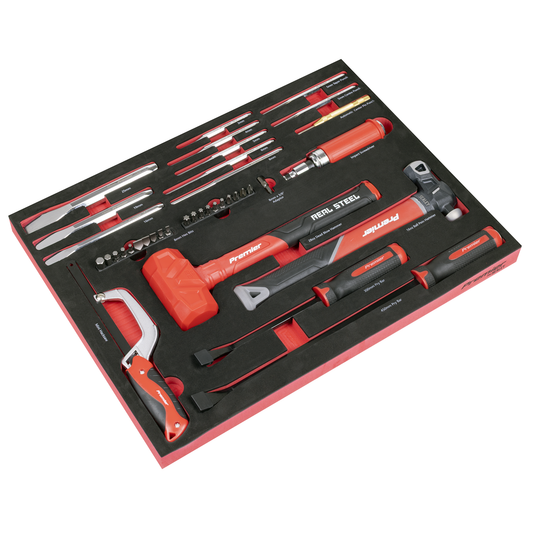 Premier TBT66 Premier Striking, Pry Bar, Hacksaw & Impact Screwdriver Set with Tool Tray 39pc