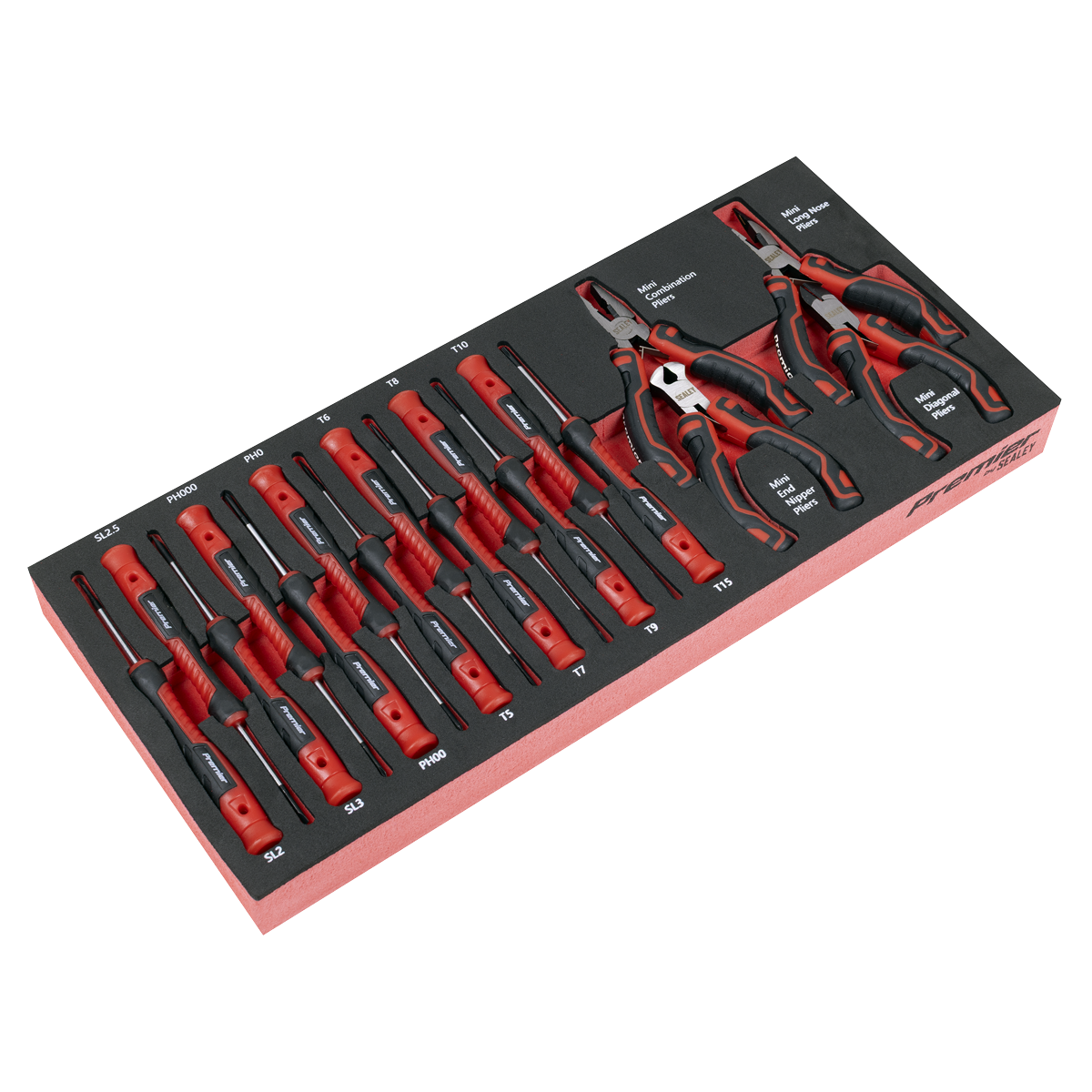Premier TBT67 Premier Precision Screwdriver & Mini Pliers Set with Tool Tray 17pc
