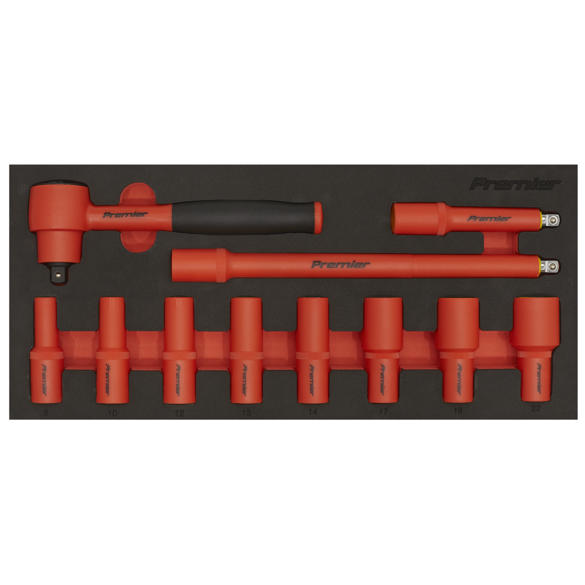 Premier TBTE01 Premier Insulated Socket Set with Tool Tray 3/8"Sq Drive 11pc - VDE Approved