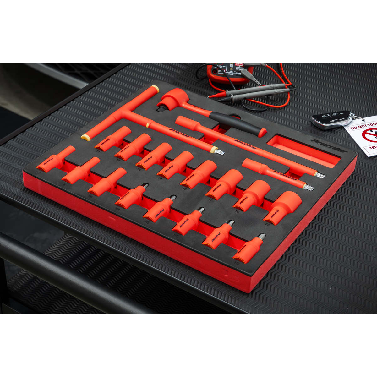 Premier TBTE02 Premier Insulated Socket Set with Tool Tray 3/8"Sq Drive 20pc - VDE Approved
