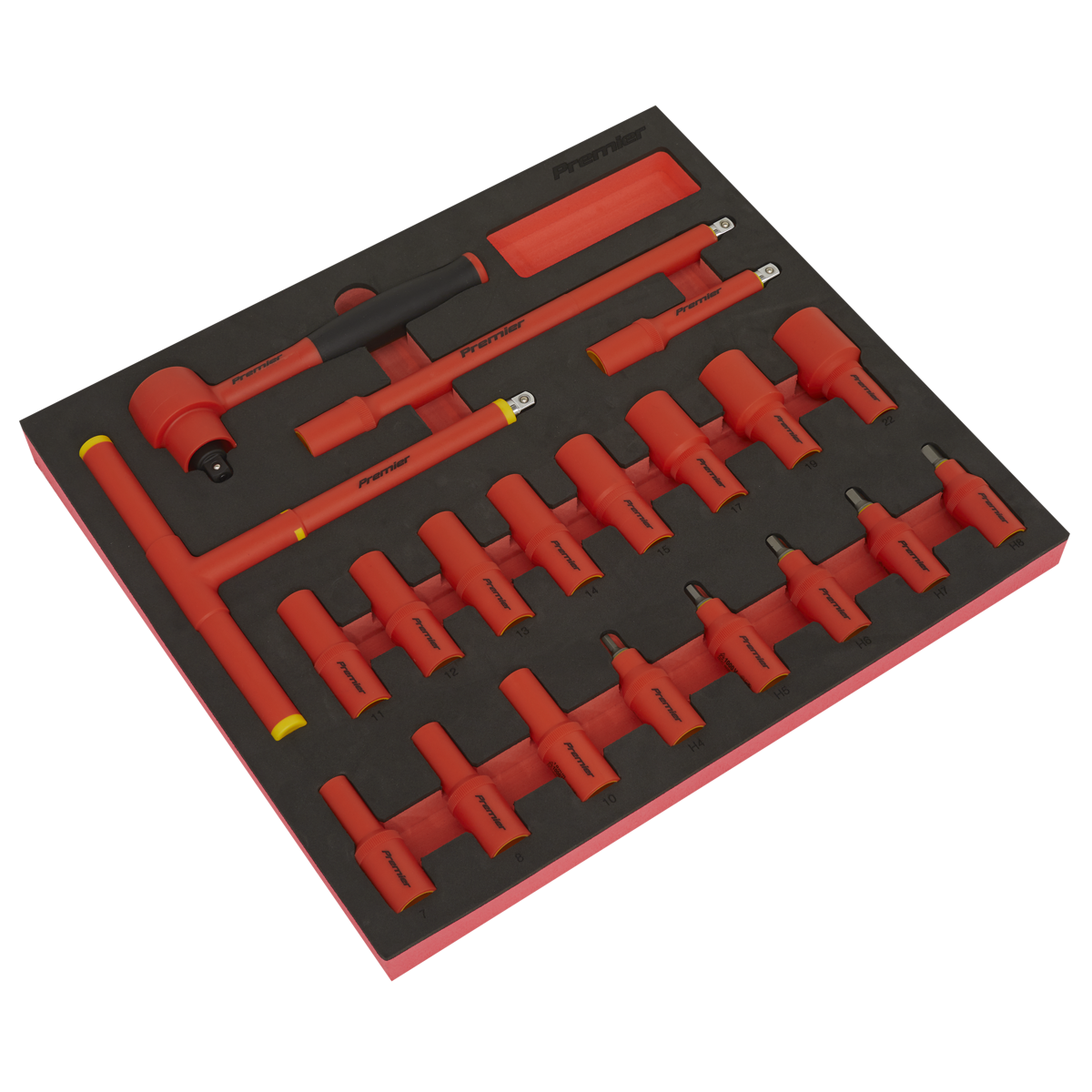 Premier TBTE02 Premier Insulated Socket Set with Tool Tray 3/8"Sq Drive 20pc - VDE Approved