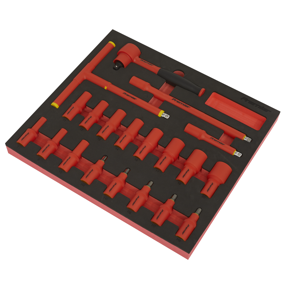 Premier TBTE02 Premier Insulated Socket Set with Tool Tray 3/8"Sq Drive 20pc - VDE Approved