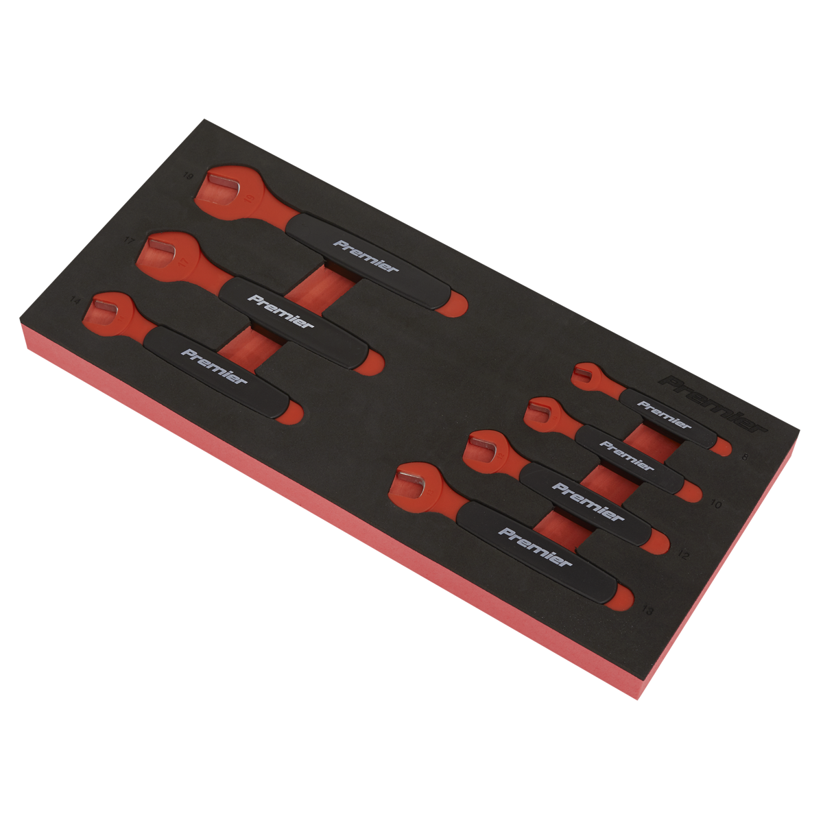 Premier TBTE03 Premier Insulated Open-End Spanner Set with Tool Tray 7pc - VDE Approved