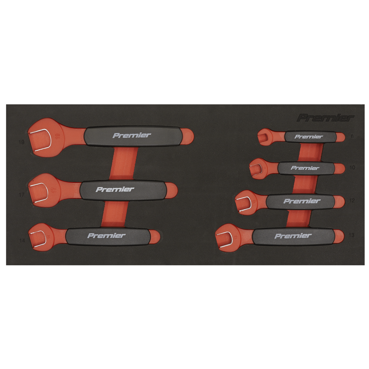 Premier TBTE03 Premier Insulated Open-End Spanner Set with Tool Tray 7pc - VDE Approved