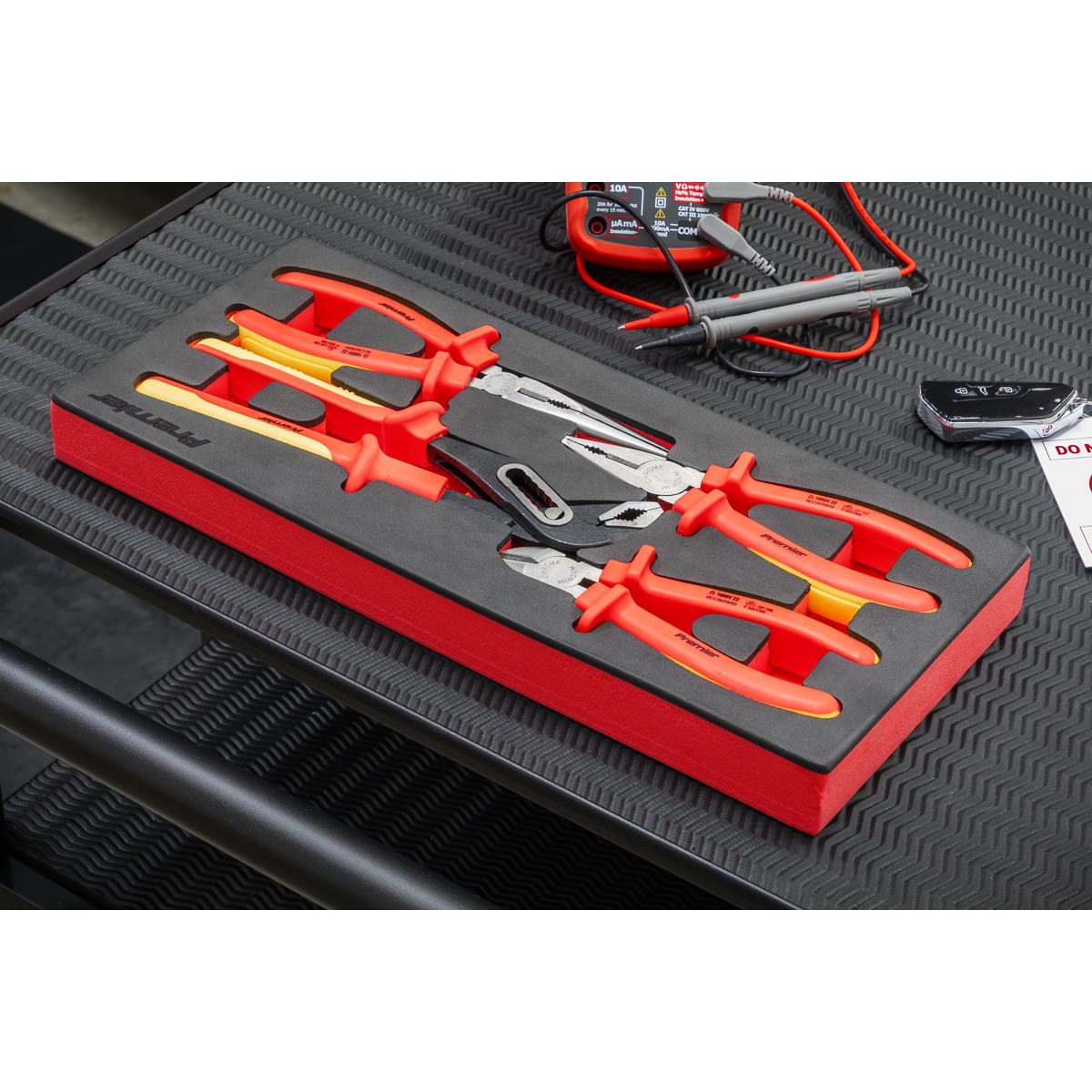 Premier TBTE07 Premier Insulated Pliers Set with Tool Tray 4pc - VDE Approved