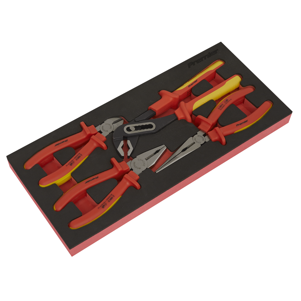 Premier TBTE07 Premier Insulated Pliers Set with Tool Tray 4pc - VDE Approved