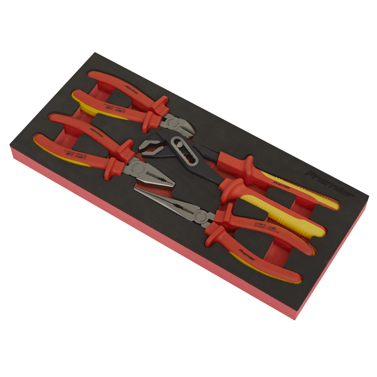 Premier TBTE07 Premier Insulated Pliers Set with Tool Tray 4pc - VDE Approved