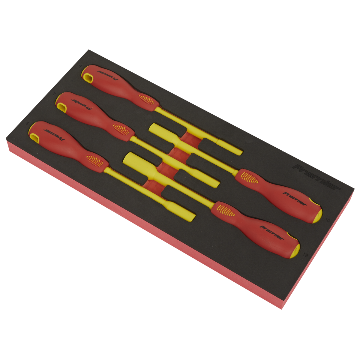 Premier TBTE08 Premier Insulated Nut Driver Set with Tool Tray 5pc - VDE Approved