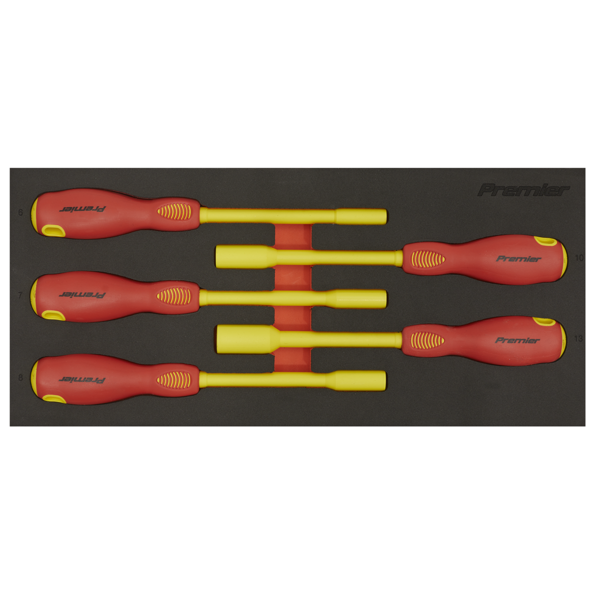 Premier TBTE08 Premier Insulated Nut Driver Set with Tool Tray 5pc - VDE Approved