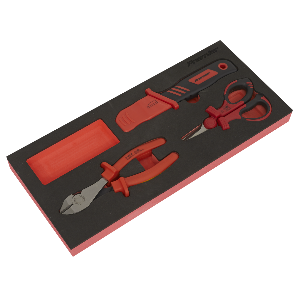 Premier TBTE09 Premier Insulated Cutting Set with Tool Tray 3pc - VDE Approved