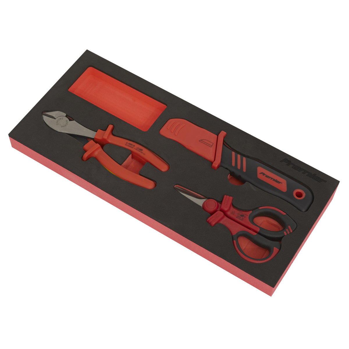 Premier TBTE09 Premier Insulated Cutting Set with Tool Tray 3pc - VDE Approved