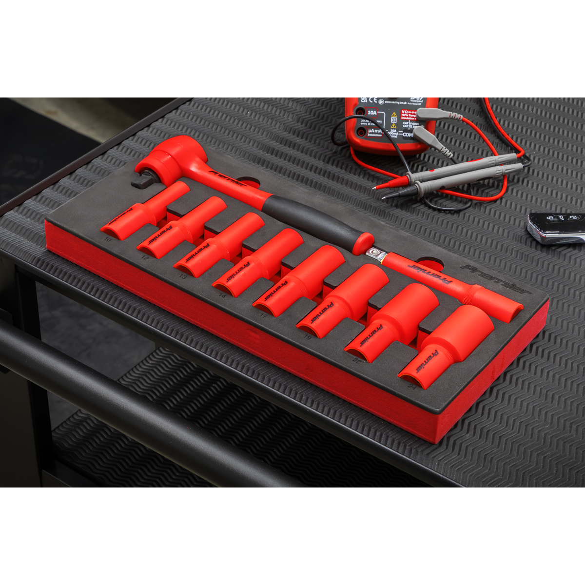 Premier TBTE11 Premier Insulated Socket Set with Tool Tray 1/2"Sq Drive 10pc - VDE Approved