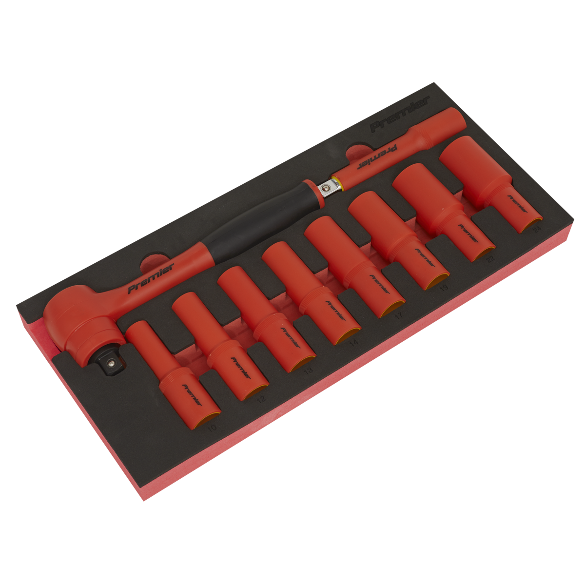 Premier TBTE11 Premier Insulated Socket Set with Tool Tray 1/2"Sq Drive 10pc - VDE Approved