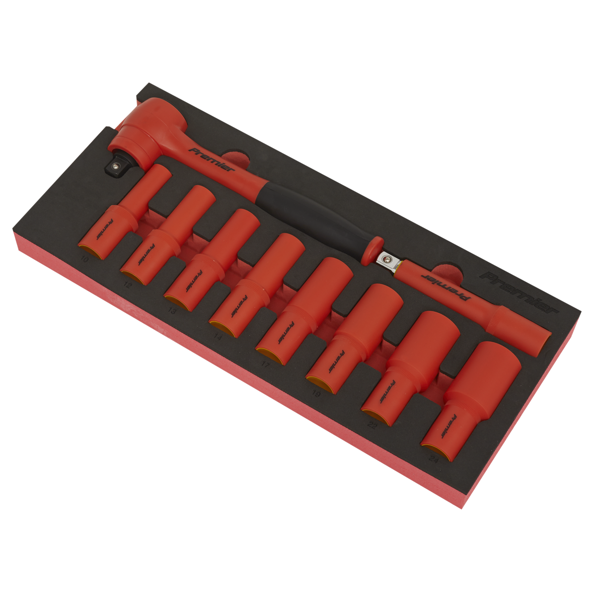 Premier TBTE11 Premier Insulated Socket Set with Tool Tray 1/2"Sq Drive 10pc - VDE Approved