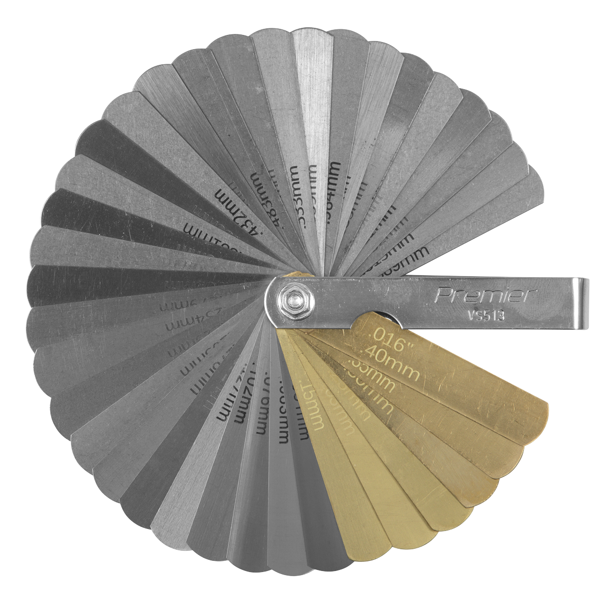 Premier VS513 Premier Combination Steel/Brass Dual Marked Feeler Gauge 36 Blade