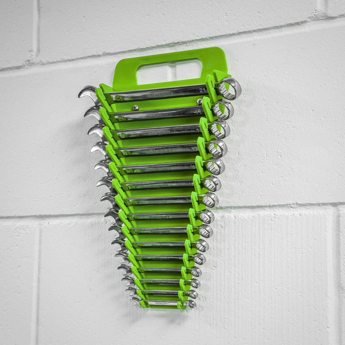 Premier WR08HV Premier Spanner Rack Capacity 15 Spanners - Hi-Vis Green