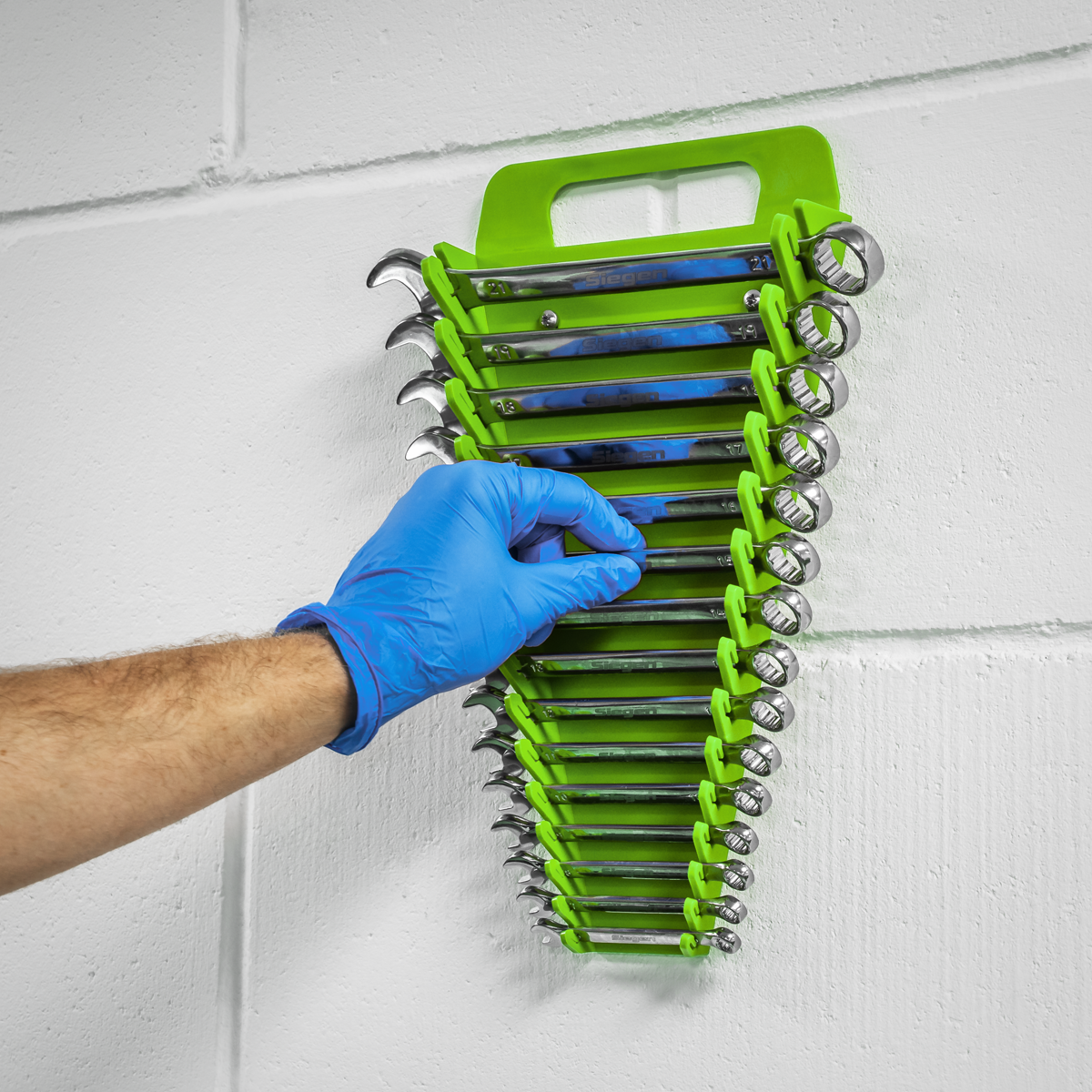 Premier WR08HV Premier Spanner Rack Capacity 15 Spanners - Hi-Vis Green