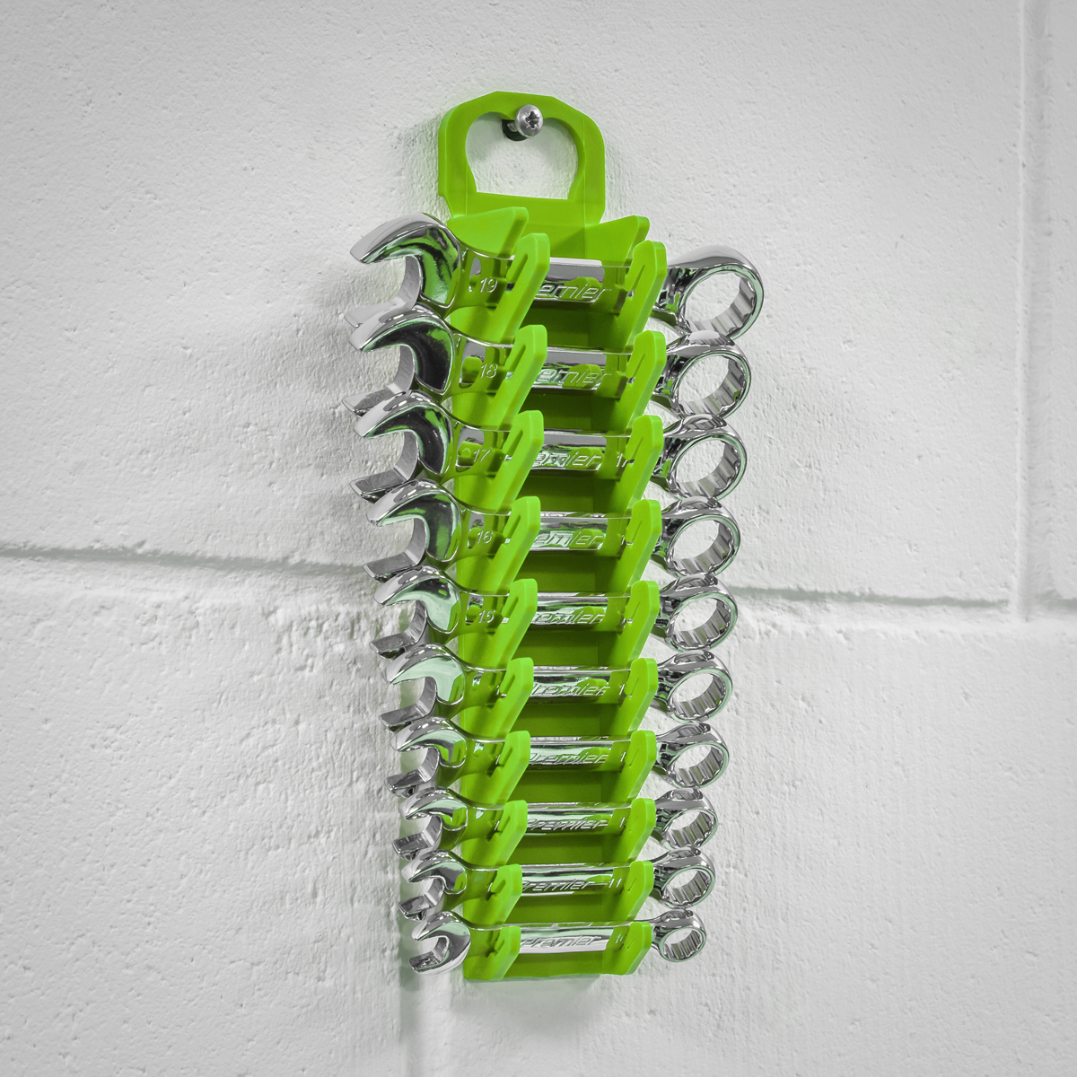 Premier WR10HV Premier Spanner Rack Capacity 10 Stubby Spanners - Hi-Vis Green