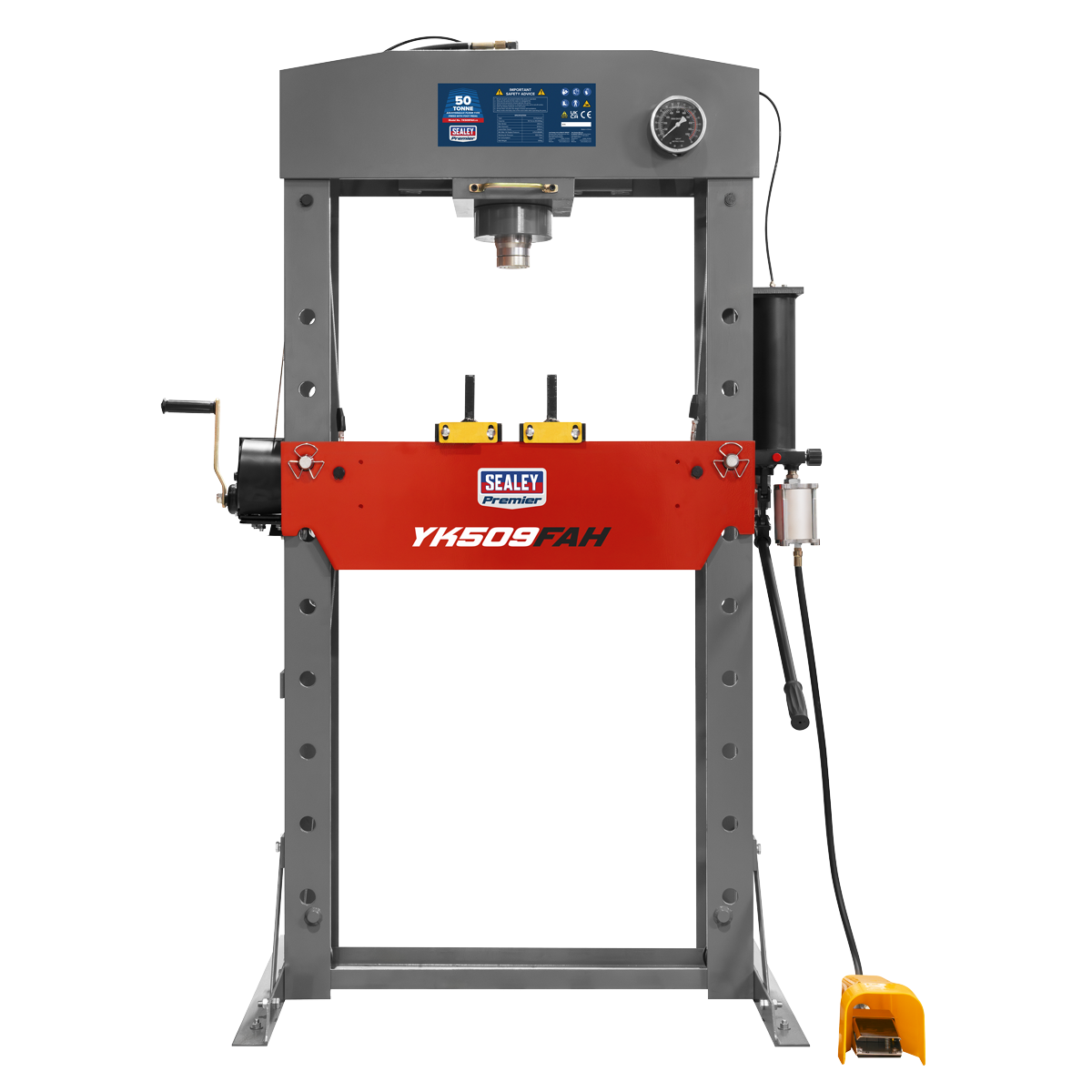Premier YK509FAH Sealey 50 Tonne Premier Heavy-Duty Floor Type Air/Hydraulic Press with Foot Pedal - YK509FAH