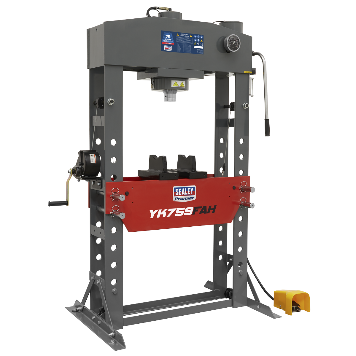 Premier YK759FAH Premier Heavy-Duty Air/Hydraulic Floor Type Press with Foot Pedal 75 Tonne