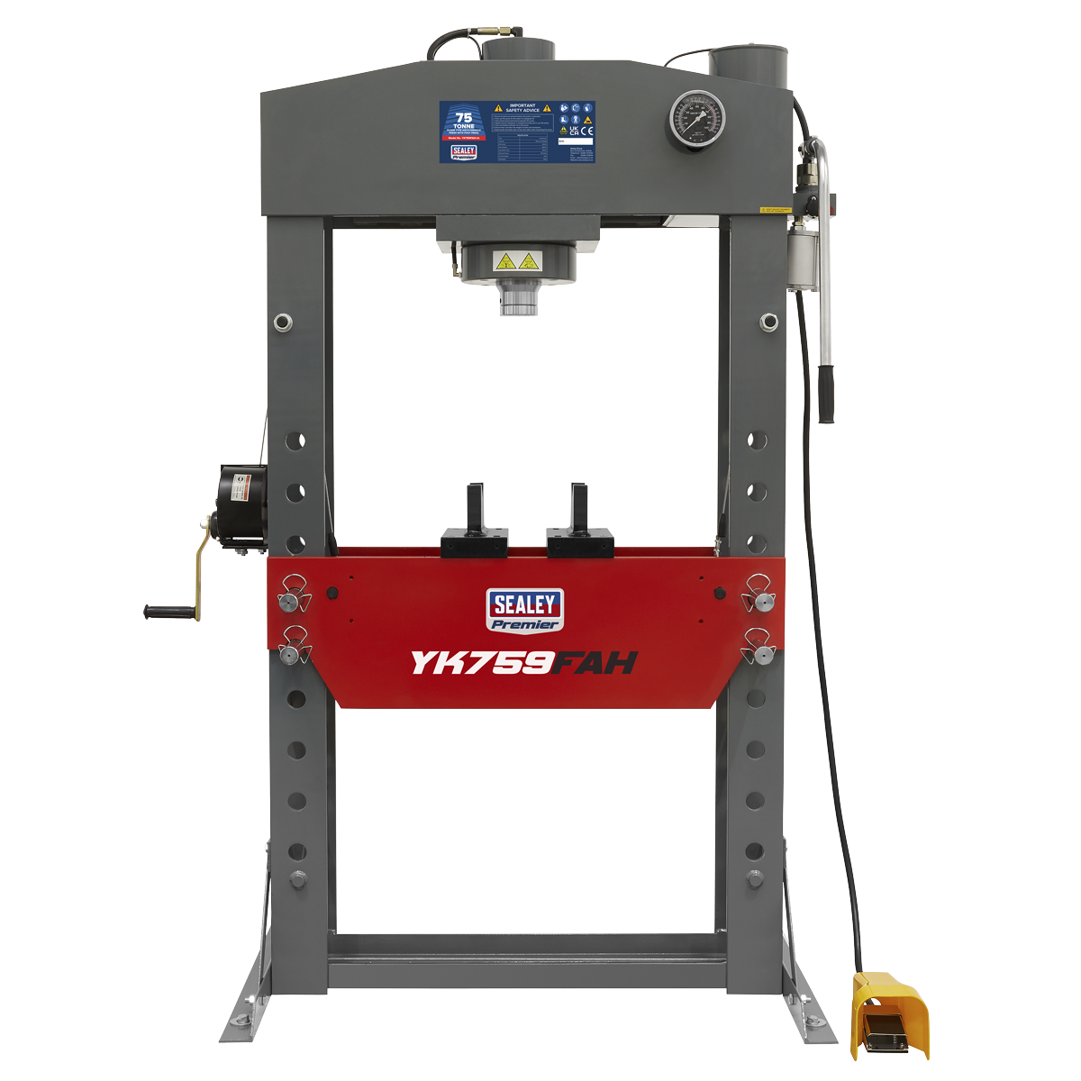 Premier YK759FAH Premier Heavy-Duty Air/Hydraulic Floor Type Press with Foot Pedal 75 Tonne