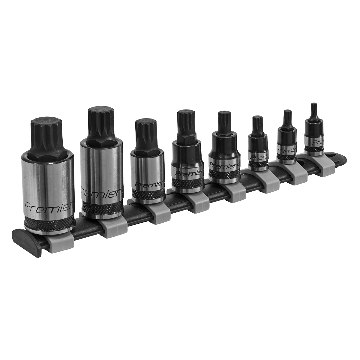 Premier Black AK6214B Premier Black Spline Socket Bit Set 1/4", 3/8" & 1/2"Sq Drive 8pc
