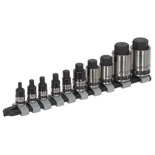 Premier Black AK6229B Premier Black Stubby Hex Socket Bit Set 1/4", 3/8" & 1/2"Sq Drive 10pc
