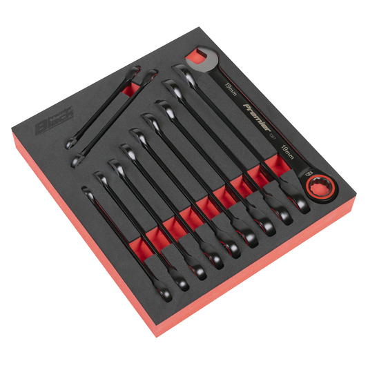 Premier Black AK63940B Premier Black Combination Ratchet Spanner Set 12pc