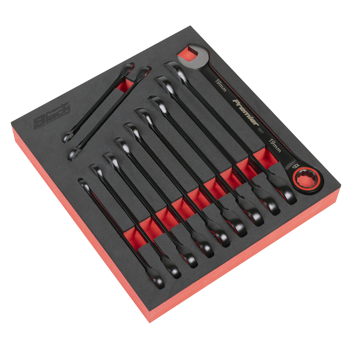 Premier Black AK63940B Premier Black Combination Ratchet Spanner Set 12pc