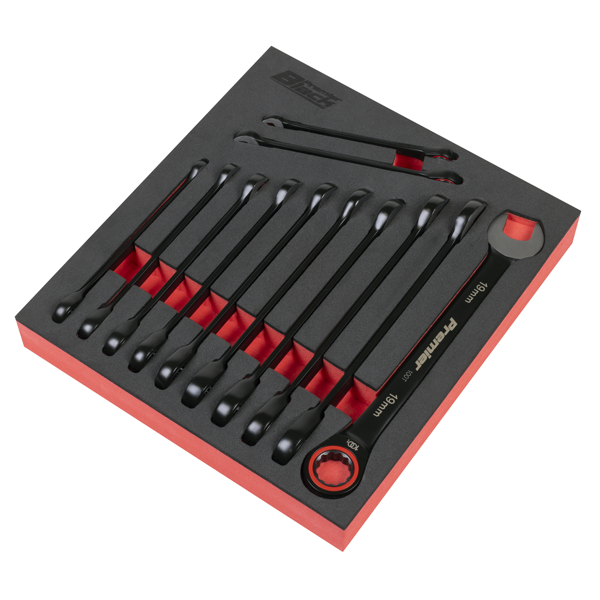 Premier Black AK63940B Premier Black Combination Ratchet Spanner Set 12pc