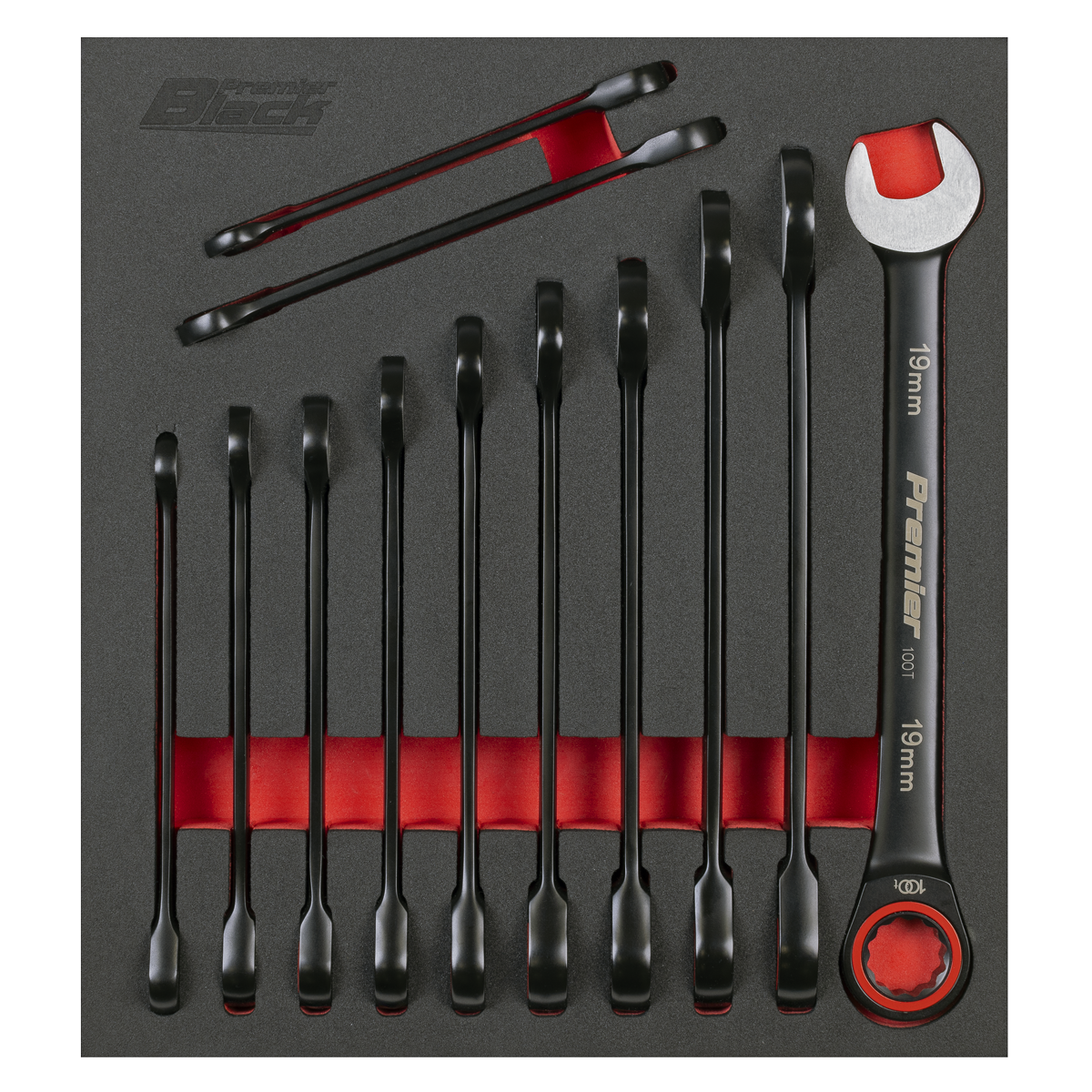 Premier Black AK63940B Premier Black Combination Ratchet Spanner Set 12pc