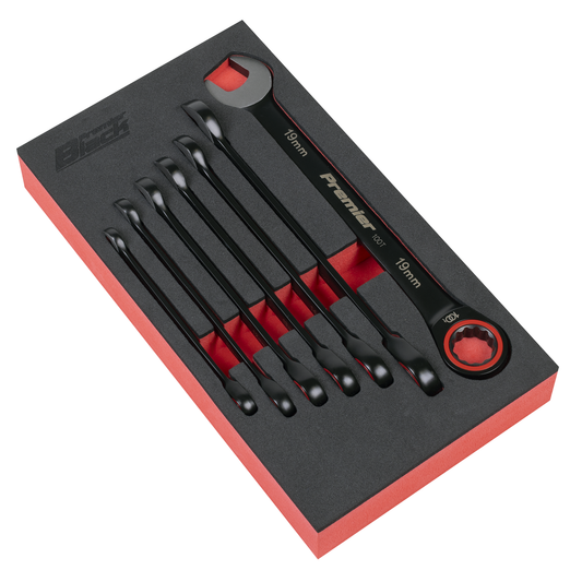 Premier Black AK63941B Premier Black Combination Ratchet Spanner Set 7pc