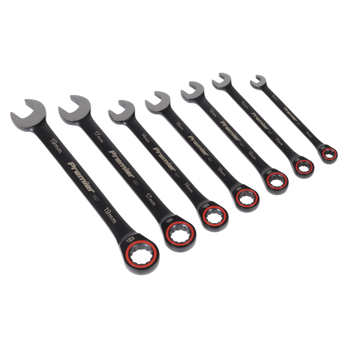 Premier Black AK63941B Premier Black Combination Ratchet Spanner Set 7pc