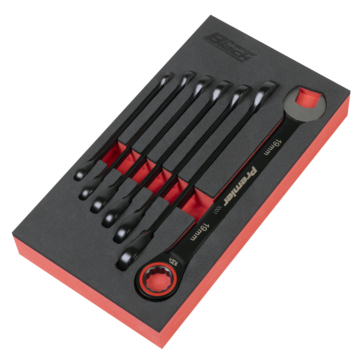 Premier Black AK63941B Premier Black Combination Ratchet Spanner Set 7pc