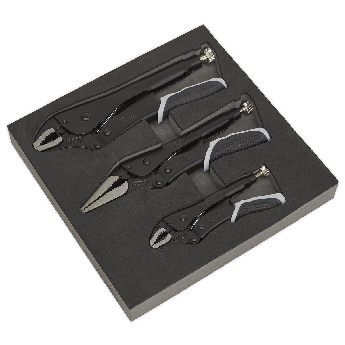 Premier Black AK6863B Premier Black Quick Release Locking Pliers Set 3pc